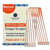 Raspador de Língua Natruveda de Cobre Puro 6 Unidades Reutilizável Raspador de Língua Natruveda de Cobre Puro 6 Unidades Reutilizável