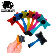 Rasqueadeira Escova Pet Tira Pelos Para Gatos Cachorros com Botão Removedor Autolimpante