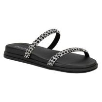 Rasteira Beira Rio Casual Flat Tiras Com Brilho Feminino Cristal Preto