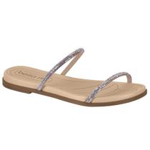 Rasteira Beira Rio Flatform Tira Strass Feminina - Azul e Rosa