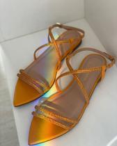 Rasteira bico folha laranja n 35