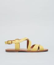 Rasteira Couro Duplo x - Amarelo Polen