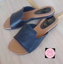 Rasteira COURO LEGITIMO Sandalia Chinelo tamanco slaide