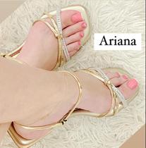 Rasteira Dourada Strass Elegante e Confortável