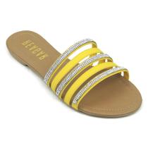 Rasteira feminina com strass Reagar Amarela Ref.:6539