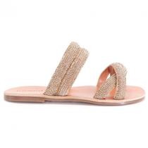 Rasteira Feminina Fenômena Cristal Dourada - RA789A Rasteira Feminina Fenômena Cristal Dourada - RA789A