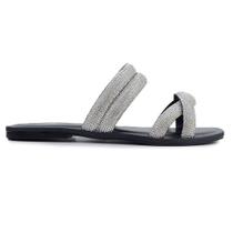 Rasteira Feminina Fenômena Strass Preta - RC789D2