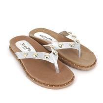 Rasteira Feminina Flat Anatômica Rebites Metálico Bella Glam