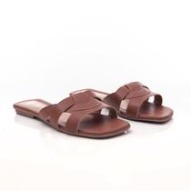 Rasteira Feminina Heloisa Flat Slide Trama com Costuras