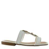 Rasteira Feminina Mississipi Elegante com Pedras e Tiras Texturizadas