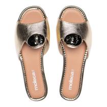 Rasteira Feminina Moleca Metalizada com Enfeite Dourado Rasteira Feminina Moleca Metalizada com Enfeite Dourado