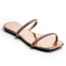 Rasteira Feminina Sandalia Chinelo Strass Grande Leve Confortavel Blogueira Passeio Praia JAC 2567