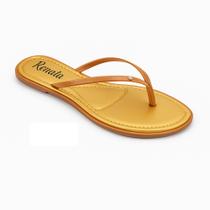 Rasteira Feminina Vogue Caramelo com Tira Dourada Casual Elegante Verão