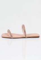 Rasteira Feminina Week Shoes Tiras Strass Nude