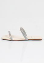 Rasteira Feminina Week Shoes Tiras Strass Off White
