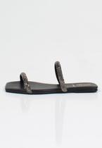 Rasteira Feminina Week Shoes Tiras Strass Preto