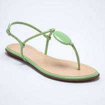 Rasteira Flat Feminina Enfeite Resina -Verde