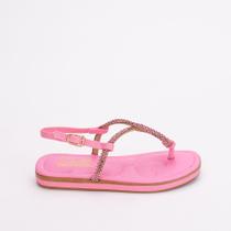 Rasteira Infantil Menina Kidy Flat Com Strass Rosa