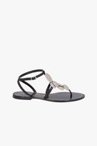 Rasteira Luiza Barcelos De Dedo Com Aplicaçoes Maetalizadas Preto