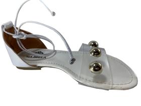 Rasteira Luxo Branca Vinil Transparente Marca Siá Bella