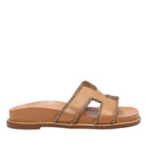 Rasteira Maithe Papete Hermes Strass Caramelo