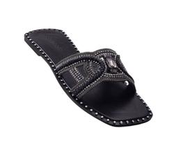 Rasteira preta pedraria