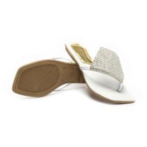 Rasteira Rasteirinha Feminina Chinelo Feminino Bico Quadrado Com Manta De Strass Confortavel