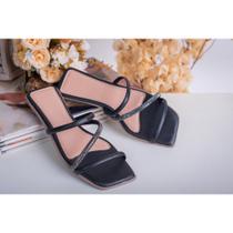 Rasteira Rasteirinha feminino Sandália tiras com strass solado quadrado Rasteira Rasteirinha feminino Sandália tiras com strass solado quadrado