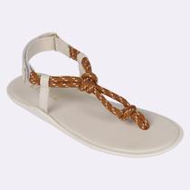 Rasteira Riviera em Cordão Off-White/Caramelo