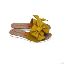 Rasteira scarpan laço amarelo tam34