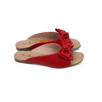 Rasteira scarpan laço vermelho tam35