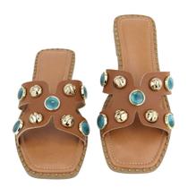 Rasteira Slide Casual Elegante Feminina Caramelo com Pedrarias Rasteira Slide Casual Elegante Feminina Caramelo com Pedrarias