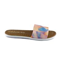 Rasteira Slide Tiedye Claro com Sola Branca e Palmilha Caramelo - SANTINELLI