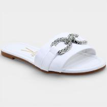 Rasteira Slide Vizzano Strass Feminina - Branco - 35