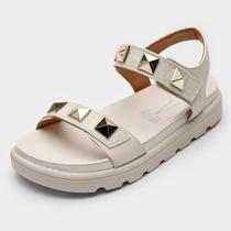 Rasteira Vizzano Tachas Tratorada Feminina - Branco Rasteira Vizzano Tachas Tratorada Feminina - Branco