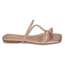 Rasteirinha Chinelo Feminina Sandália Com Strass Delicada Casual Moda Verão Tiras