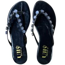 Rasteirinha de Dedo Preta com Pedras AquaMarine - ULLY Rasteirinha de Dedo Preta com Pedras AquaMarine - ULLY