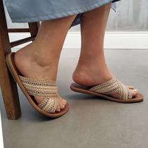Rasteirinha Feminina Roses Tiras Cruzadas Corda Palha Chinelo Natural Rasteirinha Feminina Roses Tiras Cruzadas Corda Palha Chinelo Natural