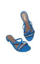 Rasteirinha Feminina Salto De 2,5cm Detalhe Pedraria 3 Tiras 34 ao 39 Moda Primavera/Verão - Lhao.calçados
