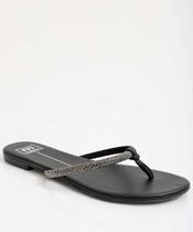 Rasteirinha Feminina Tiras Strass Moleca Preto-00090