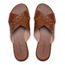 Rasteirinha Feminina Via Scarpa Tiras Cruzadas Marrom