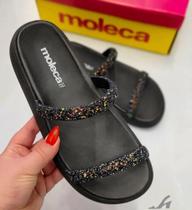 Rasteirinha Flat Sandália Moleca Feminina Strass Brilhosa