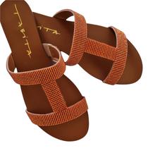 Rasteirinha laranja com strass laranja