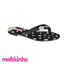 Rasteirinha molekinha juvenil gliter multi/preto