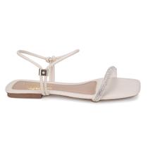 Rasteirinha Sandália Vérsátil Feminina Elegante Fácil Calçar Regulavél De Strass