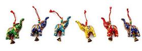 Rastogi Artesanato Elefante Sino Camada Suspensa Conjunto de 6 Casa Natal Suspensão Festa Ornamentos Decorativos Multi Coloridos Indianos Tradicionais (Mix)