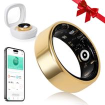 Rastreador de fitness YULUCKGO Smart Ring para mulheres e homens anel de frequência cardíaca saudável com monitor de sono e rastreamento de oxigênio no sangue, sem taxa de assinatura, cuidados familiares, fotografia remota, à prova d'água IP68 (número 9)
