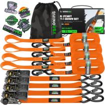 Ratchet Straps Rhino USA, pacote com 4, 2,5 cm x 4,6 m, 827 kg, Break
