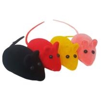 Ratinho Real Brinquedo Para Gatos Kit 4 Unidades Coloridas - PET L