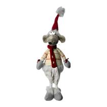 Rato Em Pé Decorativo de Natal - Cinza - 60cm - 1 unidade - Rizzo Rato Em Pé Decorativo de Natal - Cinza - 60cm - 1 unidade - Rizzo
